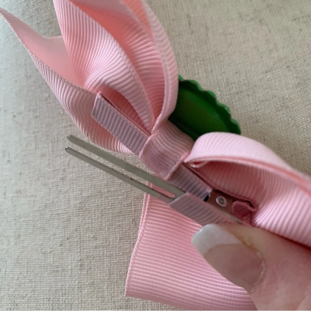 Artisan Hand Crafted Pink Hair Bow Holiday Nutcracker